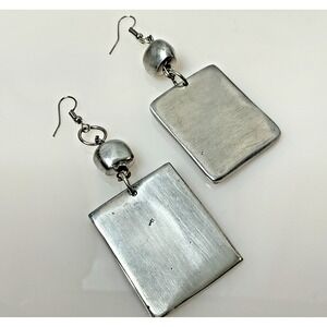 Vestopazzo Earrings Silver tone Recycled Aluminum Dangle Modernist Made in Italy